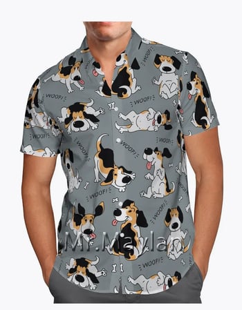 Лятна европейска и американска нова горещо продавана мъжка ежедневна риза с къс ръкав с 3D принт и градиент за 2025 г.