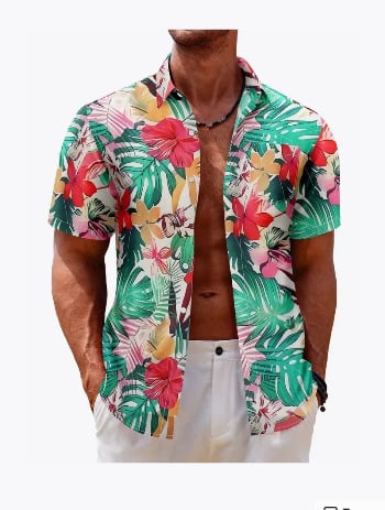 Лятна европейска и американска нова горещо продавана мъжка ежедневна риза с къс ръкав с 3D принт и градиент за 2025 г.