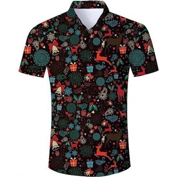 Трансгранична мъжка ежедневна свободна риза европейски размер Хавайски плаж 3D дигитален печат плаж