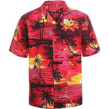 Трансгранична мъжка ежедневна свободна риза европейски размер Хавайски плаж 3D дигитален печат плаж