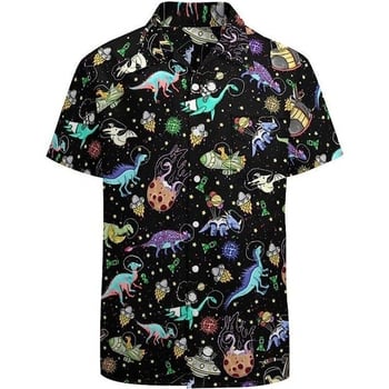 Трансгранична мъжка ежедневна свободна риза европейски размер Хавайски плаж 3D дигитален печат плаж