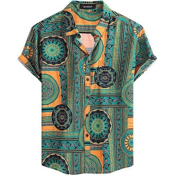 Трансгранична мъжка ежедневна свободна риза европейски размер Хавайски плаж 3D дигитален печат плаж