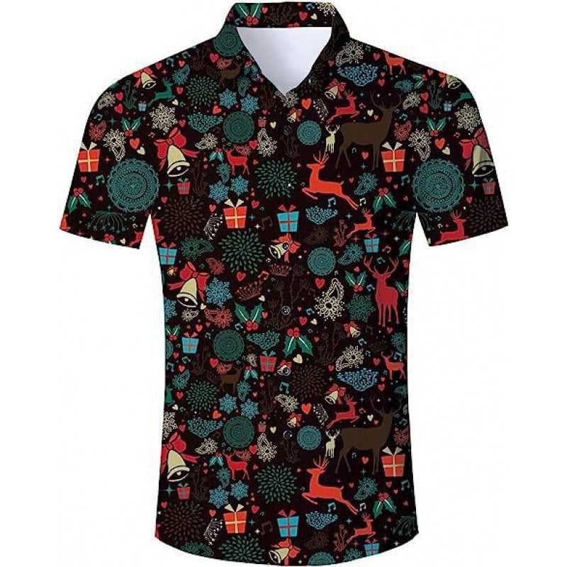 Трансгранична мъжка ежедневна свободна риза европейски размер Хавайски плаж 3D дигитален печат плаж