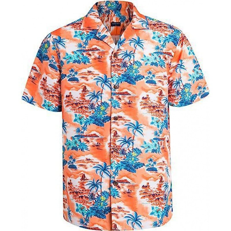 Трансгранична мъжка ежедневна свободна риза европейски размер Хавайски плаж 3D дигитален печат плаж