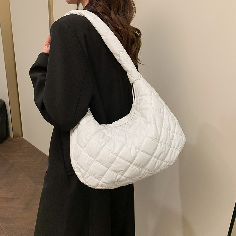 Τσάντα ώμου μεγάλης χωρητικότητας με μοτίβο διαμαντιών, νέο στυλ 2024, απλή και υψηλής ποιότητας, niche design, καθημερινή τσάντα ώμου.