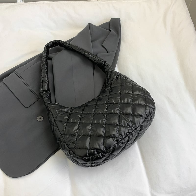 Τσάντα ώμου μεγάλης χωρητικότητας με μοτίβο διαμαντιών, νέο στυλ 2024, απλή και υψηλής ποιότητας, niche design, καθημερινή τσάντα ώμου.