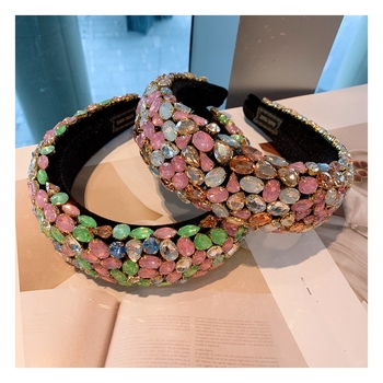 Eksklusiivne piiriülene Euroopa ja Ameerika stiil, eriti lai geomeetrilise barokk-kristall-lolita juuksepael, julge pealepressitud juukseaksessuaar