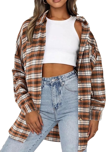 Klasikiniai languoti medvilniniai marškiniai, laisvalaikio, ilgomis rankovėmis, lengvas švarkas su apykakle ir sagomis, marškiniai moterims