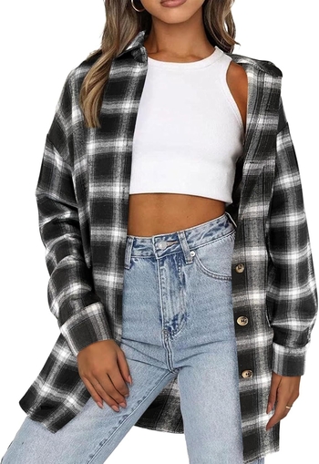 Klasikiniai languoti medvilniniai marškiniai, laisvalaikio, ilgomis rankovėmis, lengvas švarkas su apykakle ir sagomis, marškiniai moterims