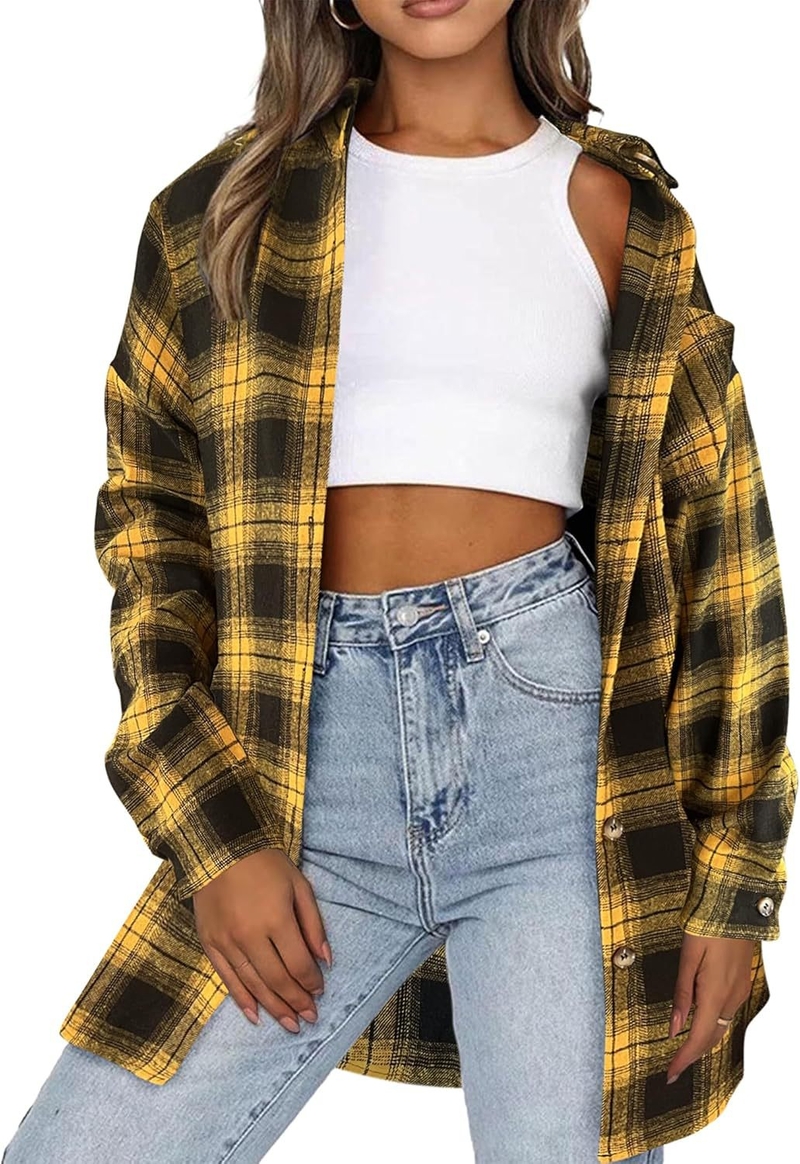 Klasikiniai languoti medvilniniai marškiniai, laisvalaikio, ilgomis rankovėmis, lengvas švarkas su apykakle ir sagomis, marškiniai moterims