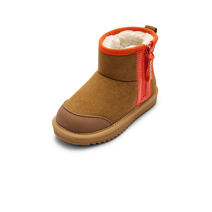 Детски снежни ботуши с дебела кадифена подплата, странична ципа, средна височина на ботуша, нехлъзгаща подметка, за момчета