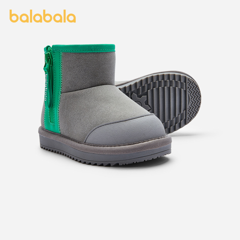 Детски снежни ботуши с дебела кадифена подплата, странична ципа, средна височина на ботуша, нехлъзгаща подметка, за момчета