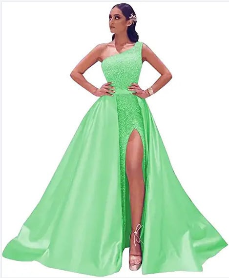 Večernja haljina bez naramenica, s prorezom i otvorenim leđima; tkanina: poliester s elastanom i regenerirana vlakna celuloze; batik postupak