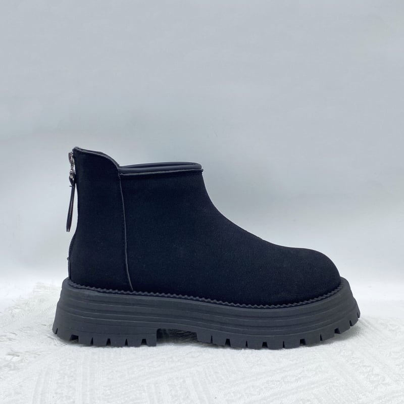 Жени Мартин ботуши за зима с дебел под, микрофибърна горна част, подплата с флийс, гумена подметка, заден цип