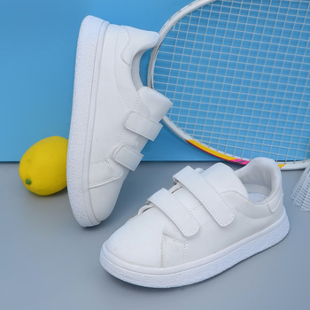 Детски спортни обувки с мека подметка, дишаща горна част от синтетична кожа, PVC подметка, противохлъзгаща подметка, велкро закопчаване