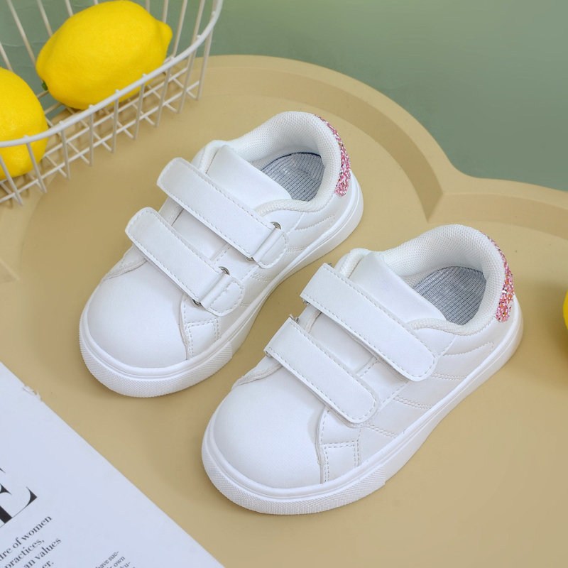 Детски спортни обувки с мека подметка, дишаща горна част от синтетична кожа, PVC подметка, противохлъзгаща подметка, велкро закопчаване