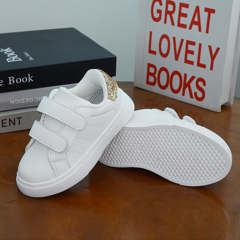 Детски спортни обувки с мека подметка, дишаща горна част от синтетична кожа, PVC подметка, противохлъзгаща подметка, велкро закопчаване