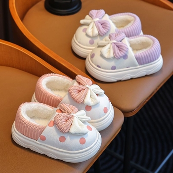 Детски пантофи за момичета, микрофибърна горна част, зимни, стил принцеса, подметка TPR, за възраст 1–3 години