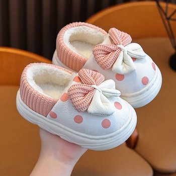 Детски пантофи за момичета, микрофибърна горна част, зимни, стил принцеса, подметка TPR, за възраст 1–3 години