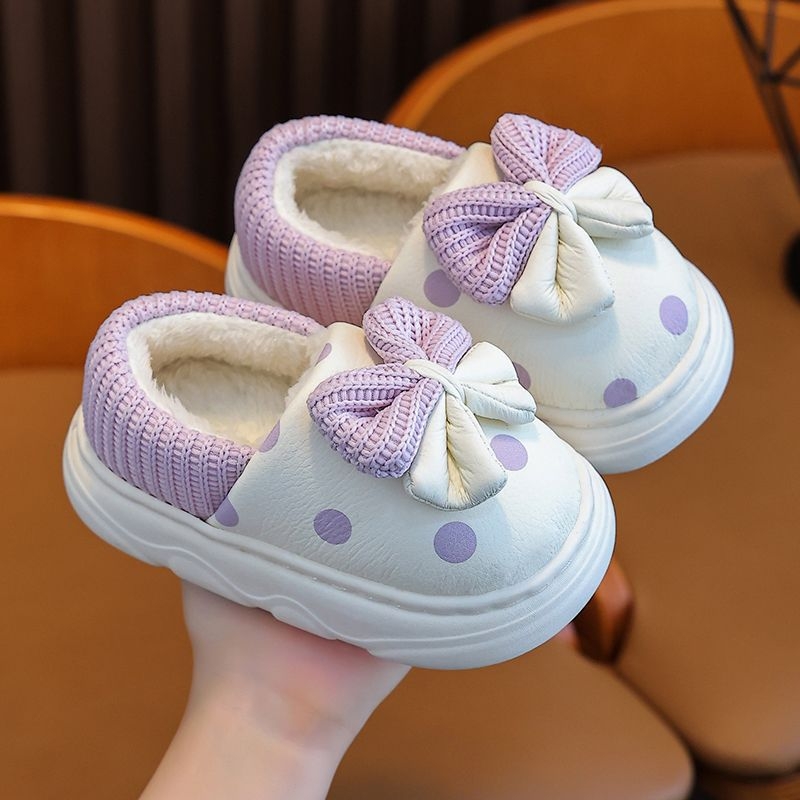 Детски пантофи за момичета, микрофибърна горна част, зимни, стил принцеса, подметка TPR, за възраст 1–3 години