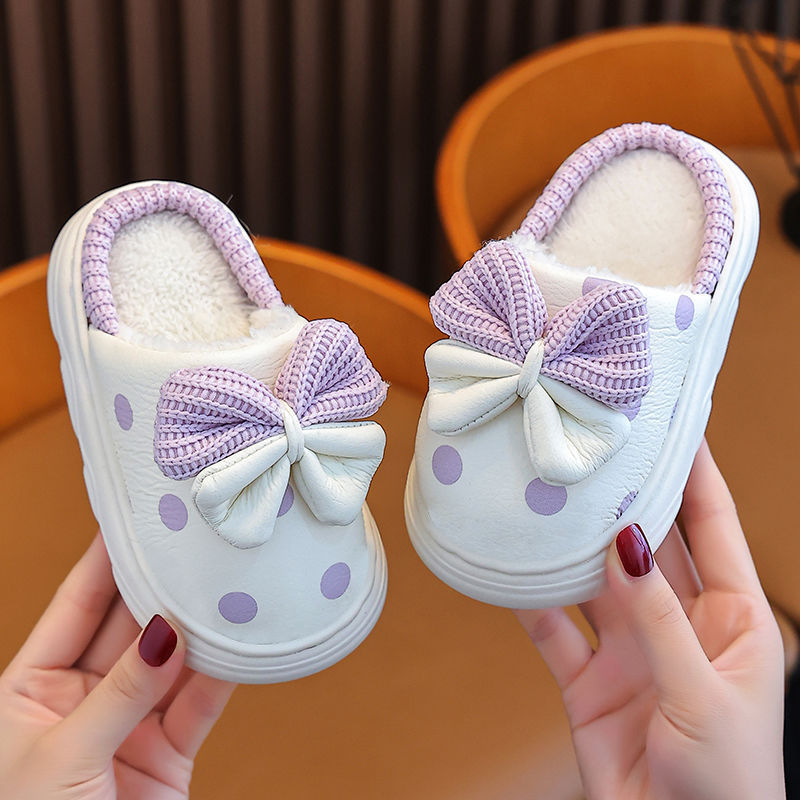 Детски пантофи за момичета, микрофибърна горна част, зимни, стил принцеса, подметка TPR, за възраст 1–3 години