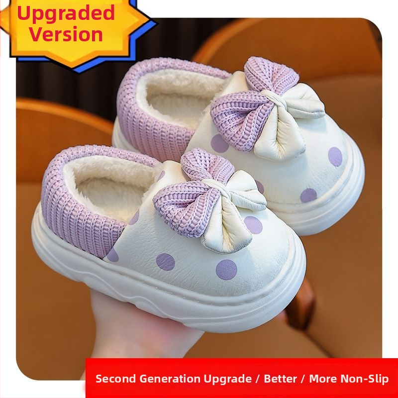 Bērnu čības meitenēm ziemā, princeses stila, augšdaļa no mikrofibras, TPR zole