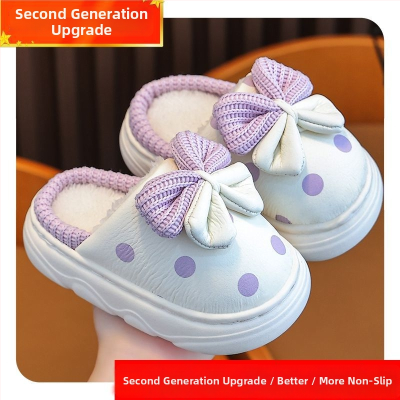 Bērnu čības meitenēm ziemā, princeses stila, augšdaļa no mikrofibras, TPR zole