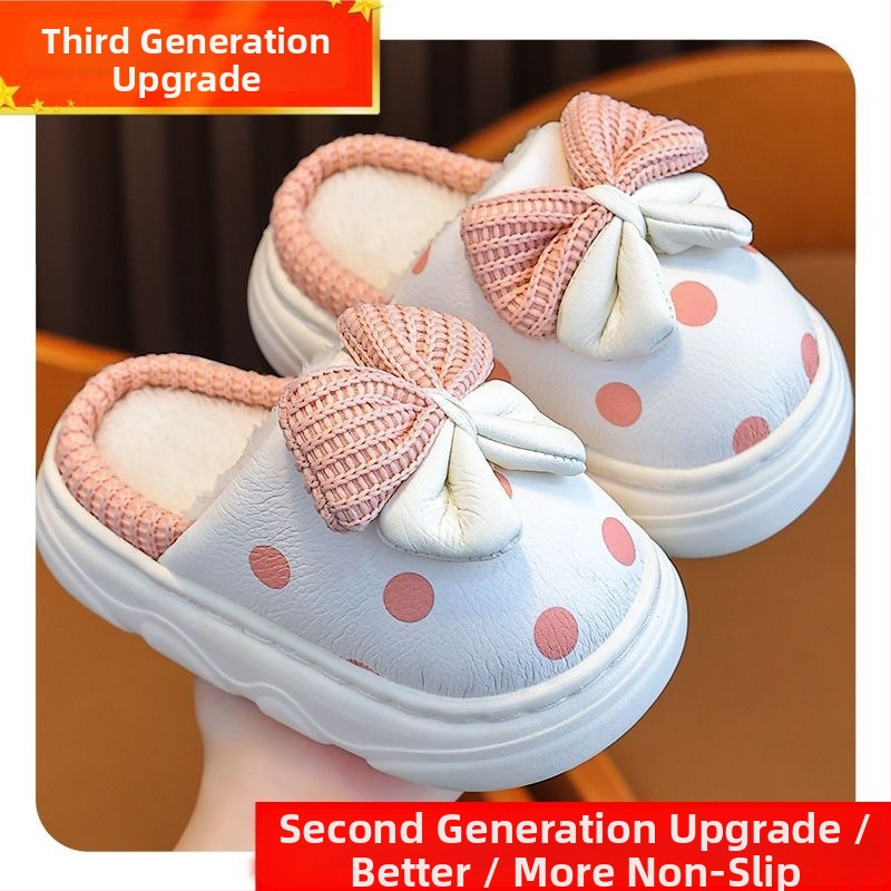 Bērnu čības meitenēm ziemā, princeses stila, augšdaļa no mikrofibras, TPR zole