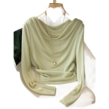 T-särk pikkade varrukatega, ruudukujulise ümmarguse kaelusega, akrilkangas, linnaline stiil, sügis 2024