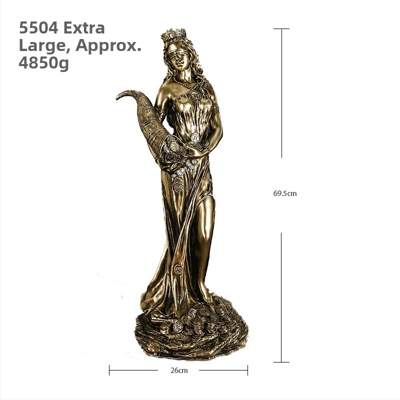 Dekoratiivne skulptuur – Kreeka rikkuse jumalanna, valmistatud resiinist, kontorilauale sobiv kingitus