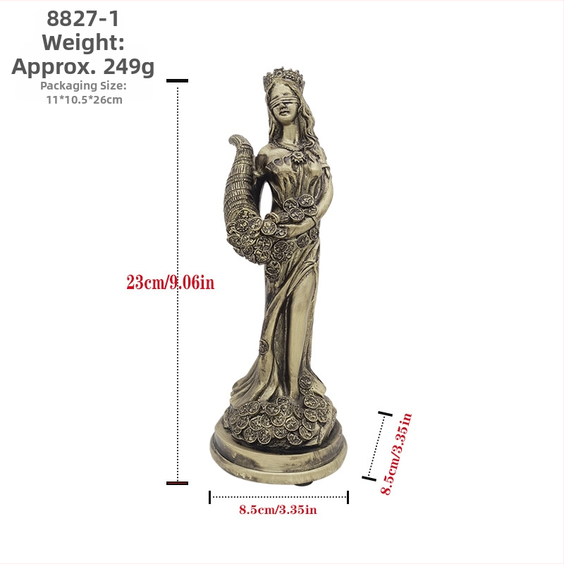 Dekoratiivne skulptuur – Kreeka rikkuse jumalanna, valmistatud resiinist, kontorilauale sobiv kingitus