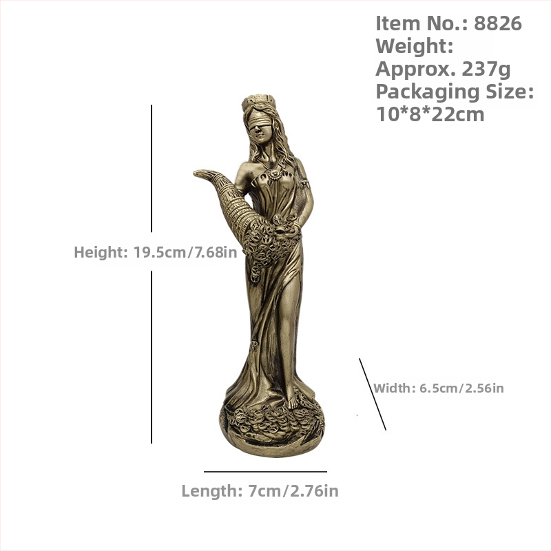 Dekoratiivne skulptuur – Kreeka rikkuse jumalanna, valmistatud resiinist, kontorilauale sobiv kingitus