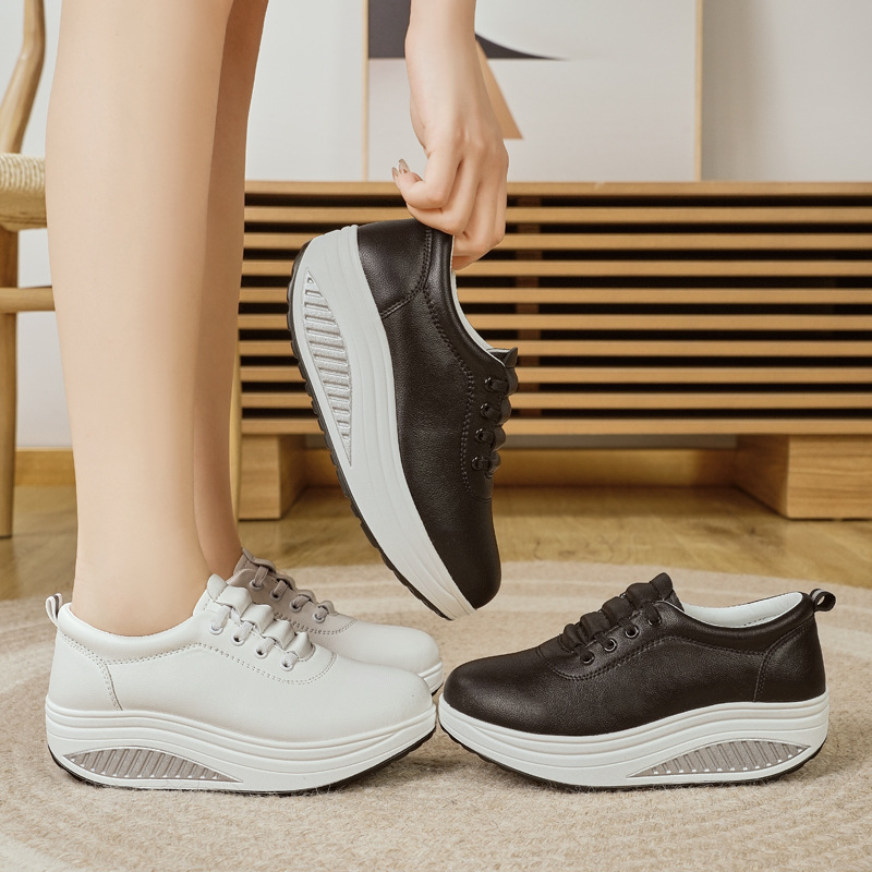 Женски Rocking обувки, slip-on стил, закръглена носка, PU горна част и PU подметка, платформа 3-5 см