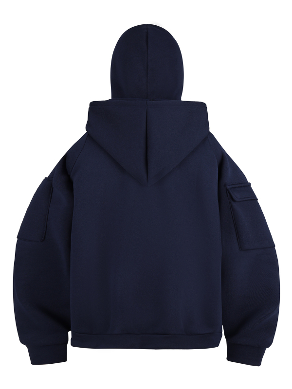 Мъжки флийсов суитшърт с качулка, тесен силует, 100% полиестрова флийс тъкан, джобове с триизмерни патч джобове, за зимата