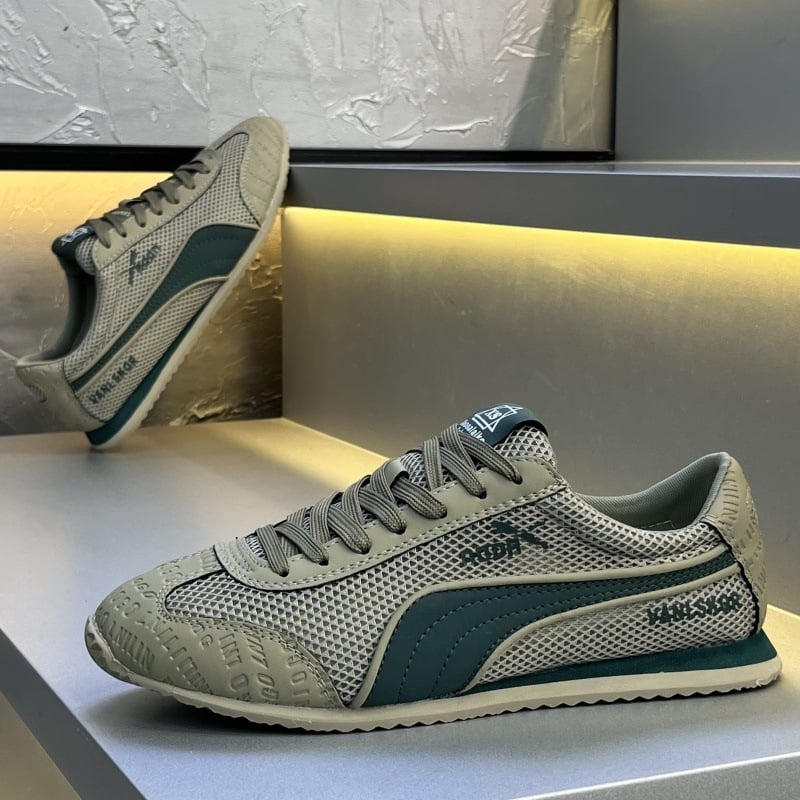 Férfi sportcipő mesh felsőrésszel, kerek orrú, fűzős, alacsony profilú, injection-molded talp