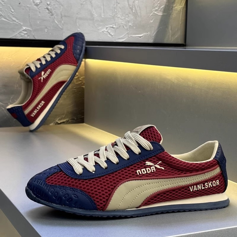 Férfi sportcipő mesh felsőrésszel, kerek orrú, fűzős, alacsony profilú, injection-molded talp