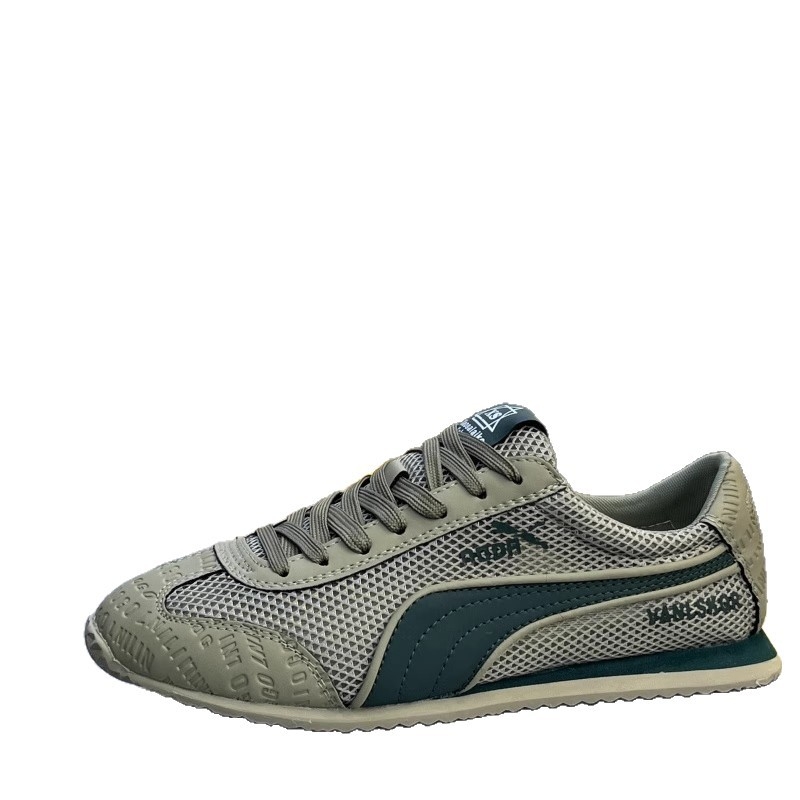 Férfi sportcipő mesh felsőrésszel, kerek orrú, fűzős, alacsony profilú, injection-molded talp