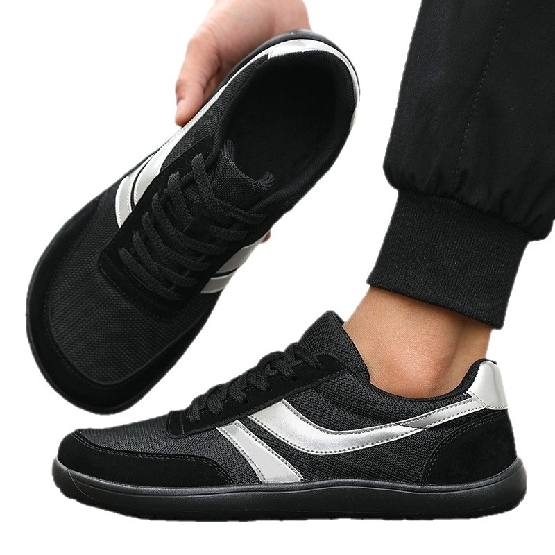 Lélegző PU+háló felsőrészű uniszex sportcipő, fűzővel záródó, körkörös orr, összetett talp