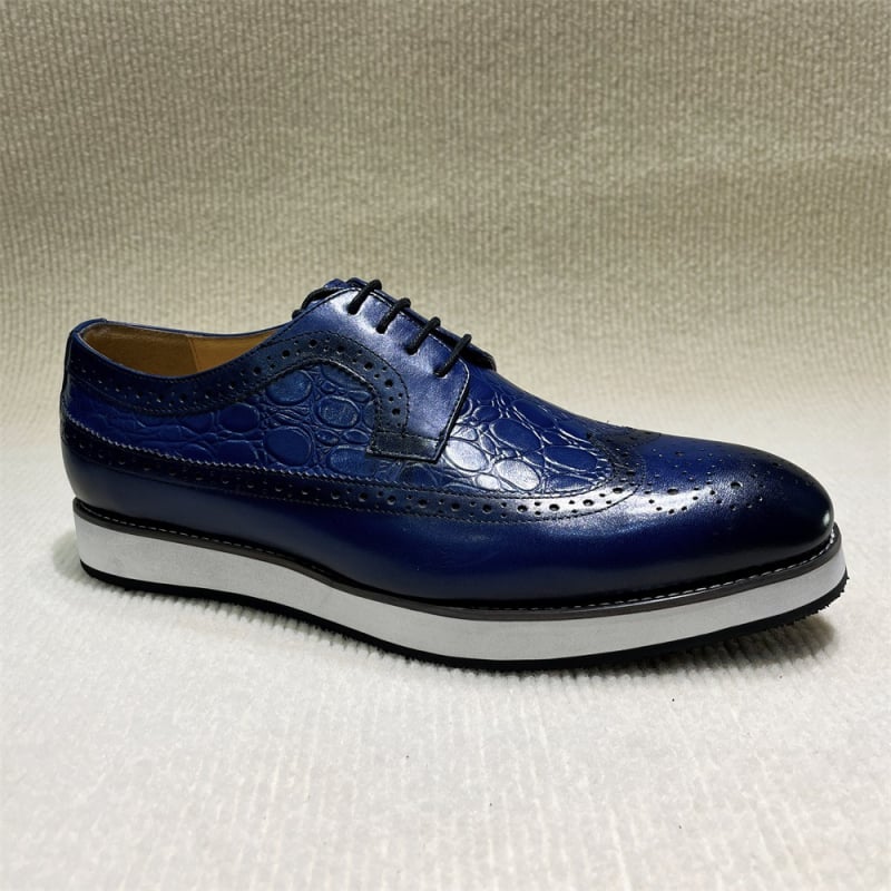 Мъжки дерби обувки от кожа с дебела подметка за повишаване на височината, горен слой телешка кожа, естествена кожа, остър нос, бизнес ежедневен стил