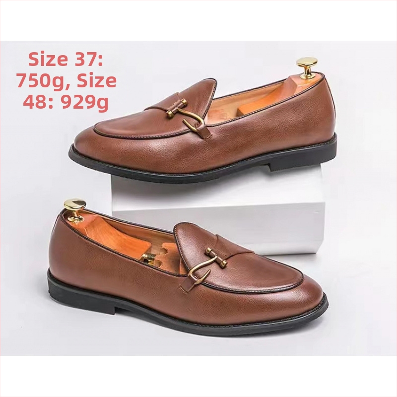 Meeste loaferid PU ülaosaga, kummist tallaga, ümmarguse varbaga, slip-on stiil.