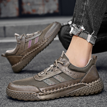 Мъжки мрежести маратонки за бягане - проветриви, нисък профил, гумена подметка, EVA стелка, връзване