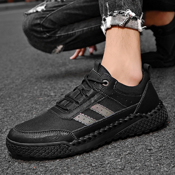 Мъжки мрежести маратонки за бягане - проветриви, нисък профил, гумена подметка, EVA стелка, връзване