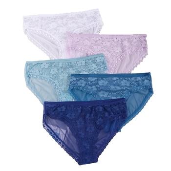 Sieviešu mežģīnē biksītes ar vidukļa vidējo līmeni, ziedu raksts, neilona audums, ķermeņa formēšana, kokvilnas odere starp kājām