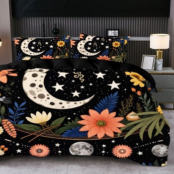 Комплект за завивка от три части с абстрактен принт | Brushed тъкане, Реактивен печат и боядисване, Смес полиестер-памук, Модерен минималистичен стил