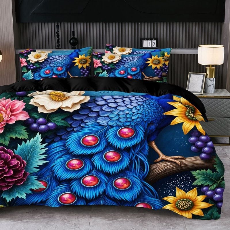 Комплект за завивка от три части с абстрактен принт | Brushed тъкане, Реактивен печат и боядисване, Смес полиестер-памук, Модерен минималистичен стил