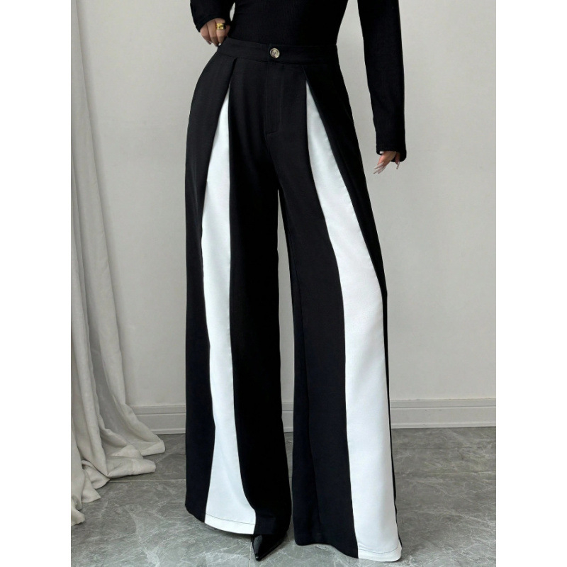 Polüesterist laiad püksid, vaba stiil, kõrge vöökoht, pikad, krinkleeritud tekstuur, 95% polüester