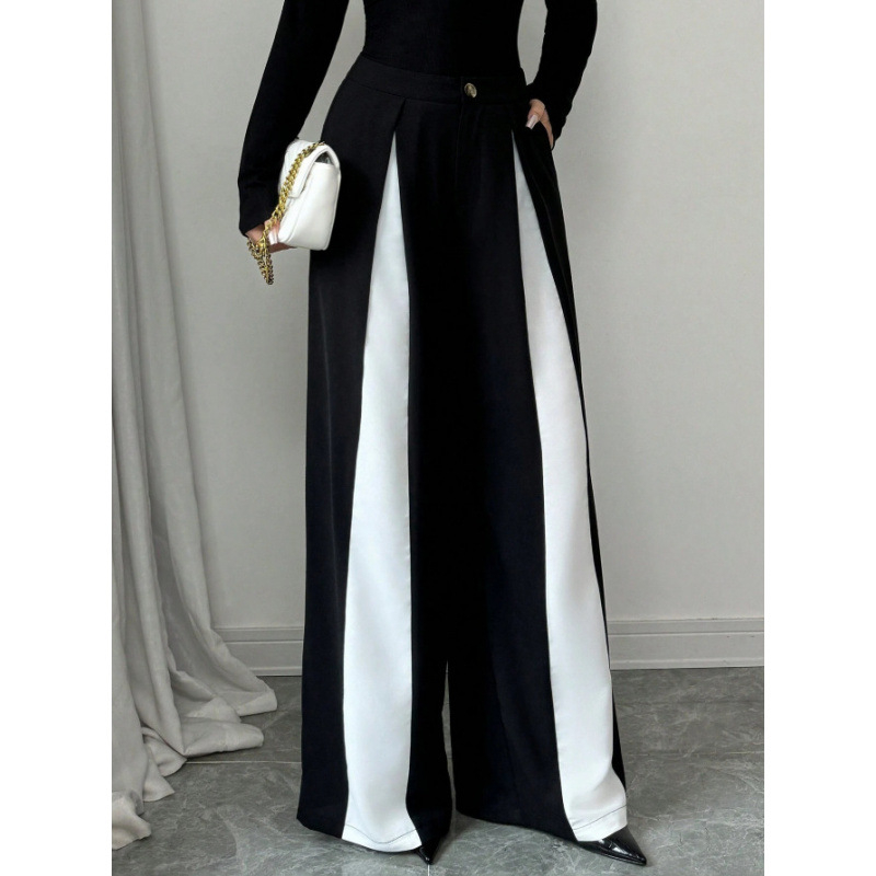 Polüesterist laiad püksid, vaba stiil, kõrge vöökoht, pikad, krinkleeritud tekstuur, 95% polüester