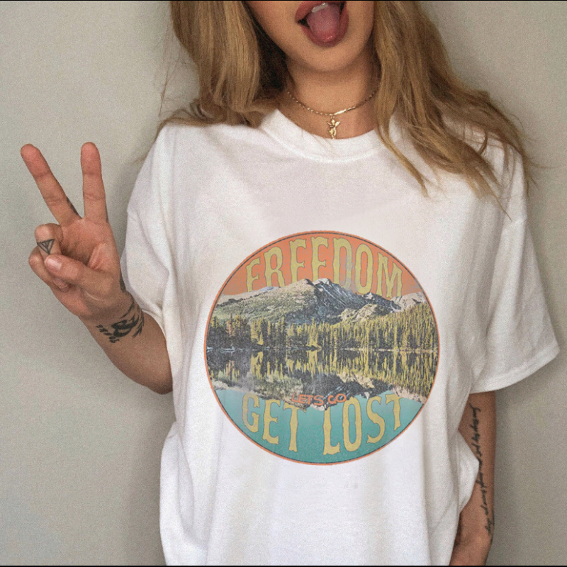 Naiste T-särk - Milk Silk, viskoos kiud, ümmargune kaelus, lühikesed varrukad, trükk