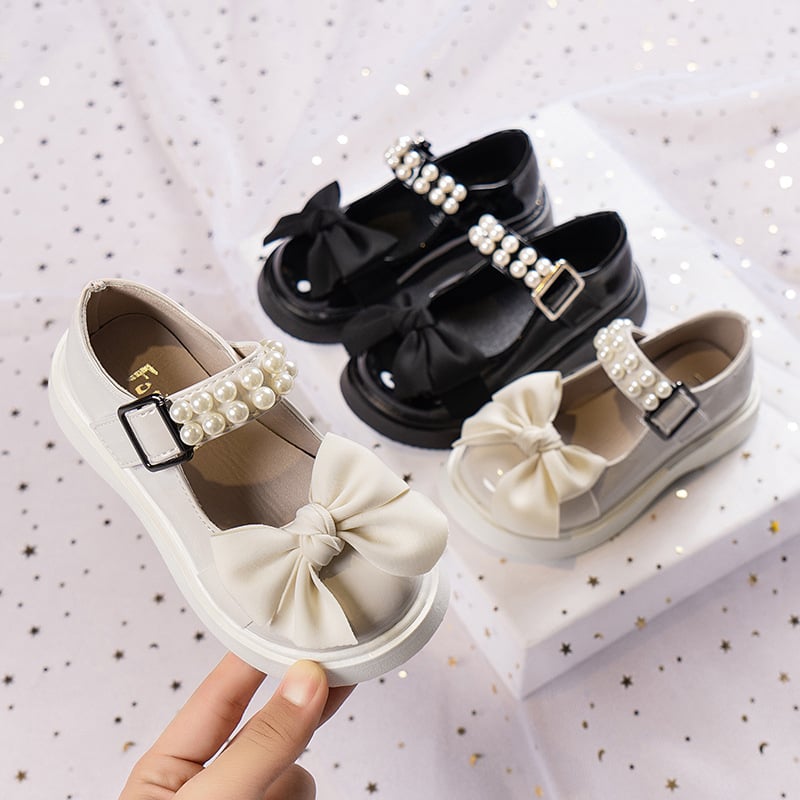 Детски обувки за момичета – принцеса стил, PU горна част, гумена подметка, закопчаване с велкро, нисък връх