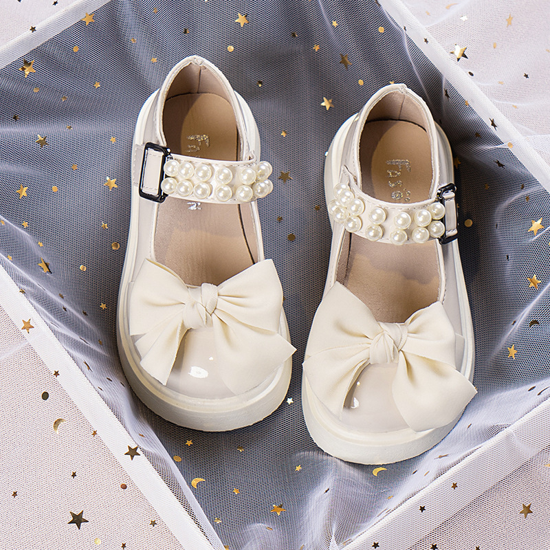 Детски обувки за момичета – принцеса стил, PU горна част, гумена подметка, закопчаване с велкро, нисък връх